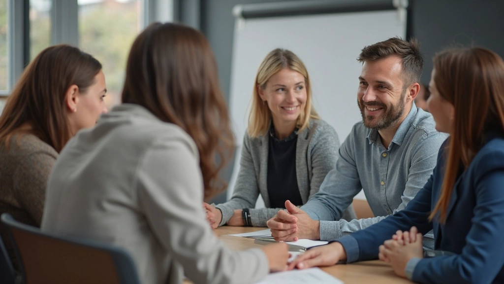 Groep professionals in training sessie