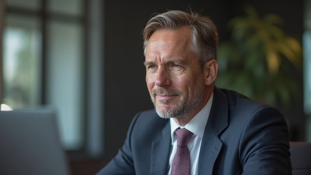 Man doet rustmoment in kantoor, ogen gesloten, diepe ademhaling, professionele setting