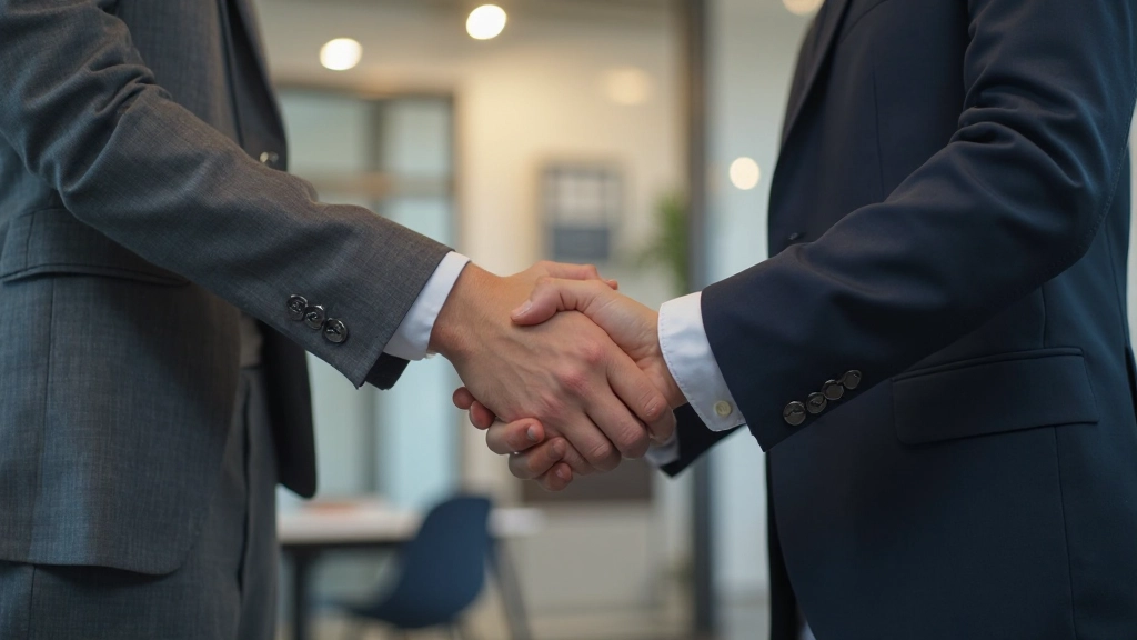 Twee professionals schudden handen na akkoord